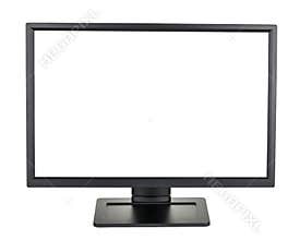 Computer monitor display with blank screen isolated clipping path