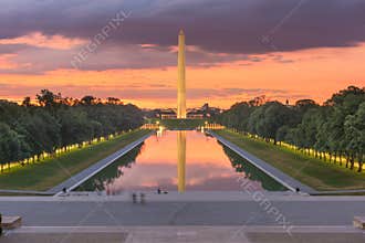 Washington Monument on the Reflecting Pool in Washington, D.C