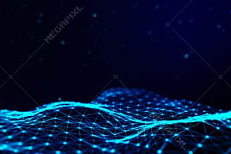 Plexus computer graphics information technology science background. Connected lines and dots