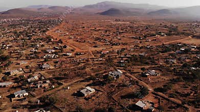 Poor African Village by Air with a drone