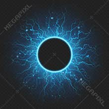 Charged with energy elementary particle electric frame lightning atmospheric phenomenon. EPS 10