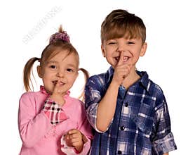 Funny little boy and girl