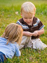 Boys playing in nature