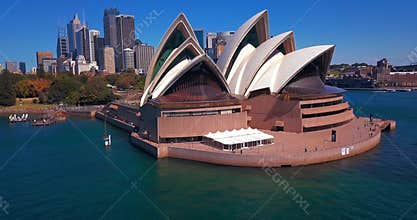 Aerial view of the Sydney Opera House most distinctive buildings