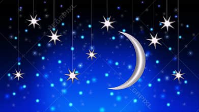 Stunning night sky featuring a glowing moon and twinkling stars