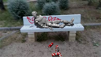 Drunk Android on bench