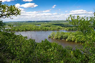 Beautiful view of the Mississippi River as seen from Red Wing Minnesota from the Barn Bluff hiking trail