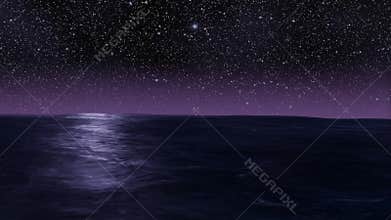 Ocean and stars infinite loop - beautiful misty purple and blue ocean