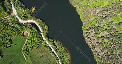 Aerial view of lake destination scenery