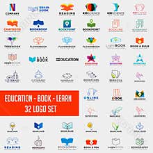 book education logo collection design abstract,education logo set download