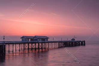Penarth Pier, on the south Wales coast, near Cardiff, at sunrise.