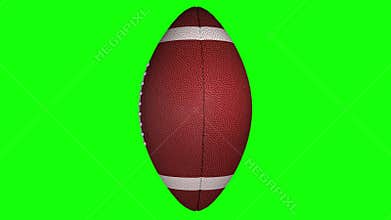 3D animation of american football ball rotating on transparent background.
