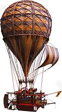 Steampunk Hot Air Balloon, Isolated, Airship