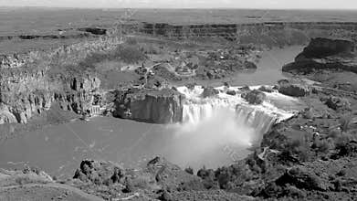 Aerial view black and white rendering Shoshone Falls Idaho
