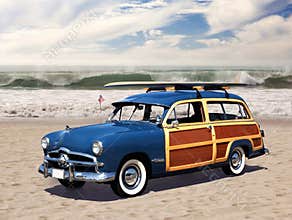 Woodie on the beach
