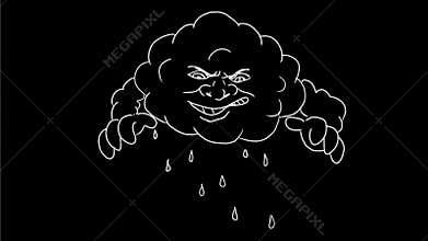 Storm cloud throwing lighting bolt drawing 2D animation