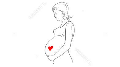 Pregnant woman stylized silhouette, mother care icon