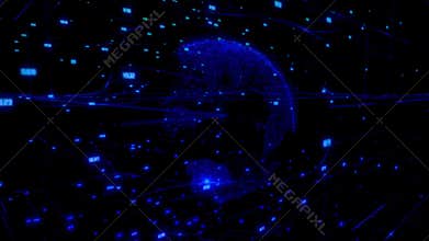 Big data cloud around digital earth data globe abstract 3D rendering network connection computing internet of things IOT