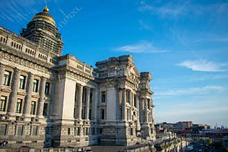 Brussels, Belgium - August 11 2018: Brussels justice palace on sunny blue skied day