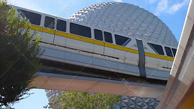 Top view of Monorail and Big Sphere in Epcot at Walt Disney World Resort area .