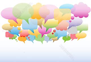 Social media speech bubbles colors background