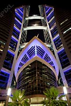 Bahrain World Trade Center at Night, Bahrain