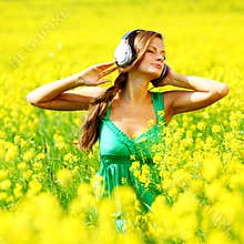 Listening to music in flowers