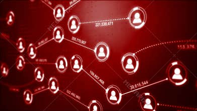 Circle shape people icon and connection line for social network cyber futuristic technology concept with dark and grain processed