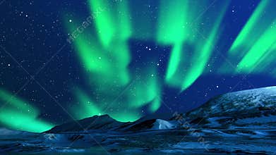 Northern lights curtains in mountains