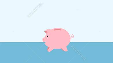 Saving money concept, hand put coin into piggy bank. footage