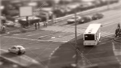 Tiltâ€“shift cars in traffic, seen from above