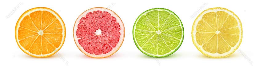 Isolated citrus halves