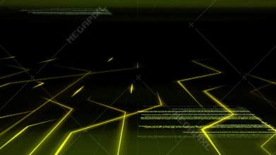 Seamless abstract light animation background pattern of electronic circuit current with computer source code moving