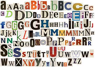 Colorful newspaper alphabet