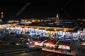 Market at night. Djemaa el Fna square. Marrakesh. Morocco