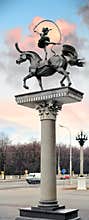 Sculpture `Gymnast on a horse` in Minsk, Belarus