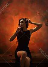 Elegant girl in evening dress