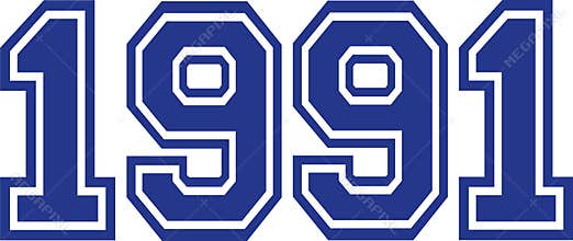 1991 Year college font