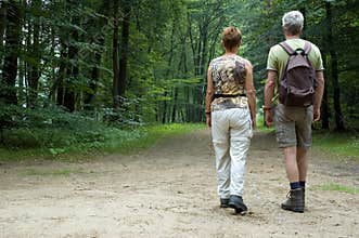 Senior couple hiking