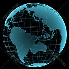 Blue shining transparent earth globe