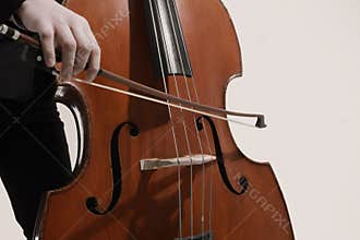 Double bass player contrabass bow