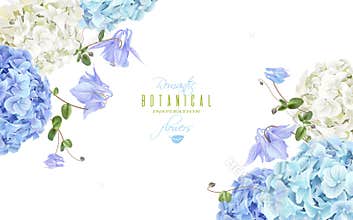 Hydrangea corner banner blue