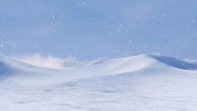 Snowy arctic desert land at snowstorm 4K