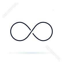Infinity icon logo. Unlimited vector illustration, limitless symbol. Black contour of eight, thickness