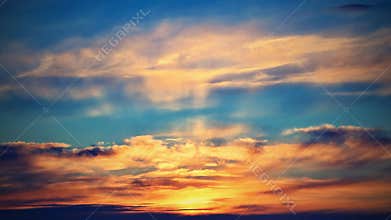 Dramatic sunset and sunrise sky. Colorful natural background.