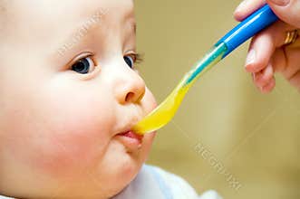 Closeup of boy eating