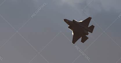 Israeli air force F-35 stealth fighter during low altitude flight