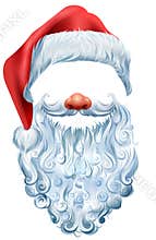 Hat, beard and red nose mask Santa Claus. Christmas accessory