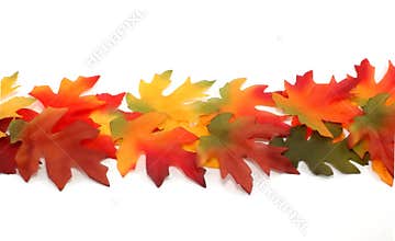 Border from fabric bright colored leafs - Thanksgiving