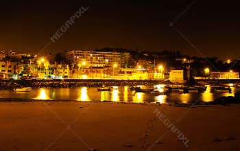 Lisbon Outskirts, Night City Waterfront, Cove from Old Fishermen Beach